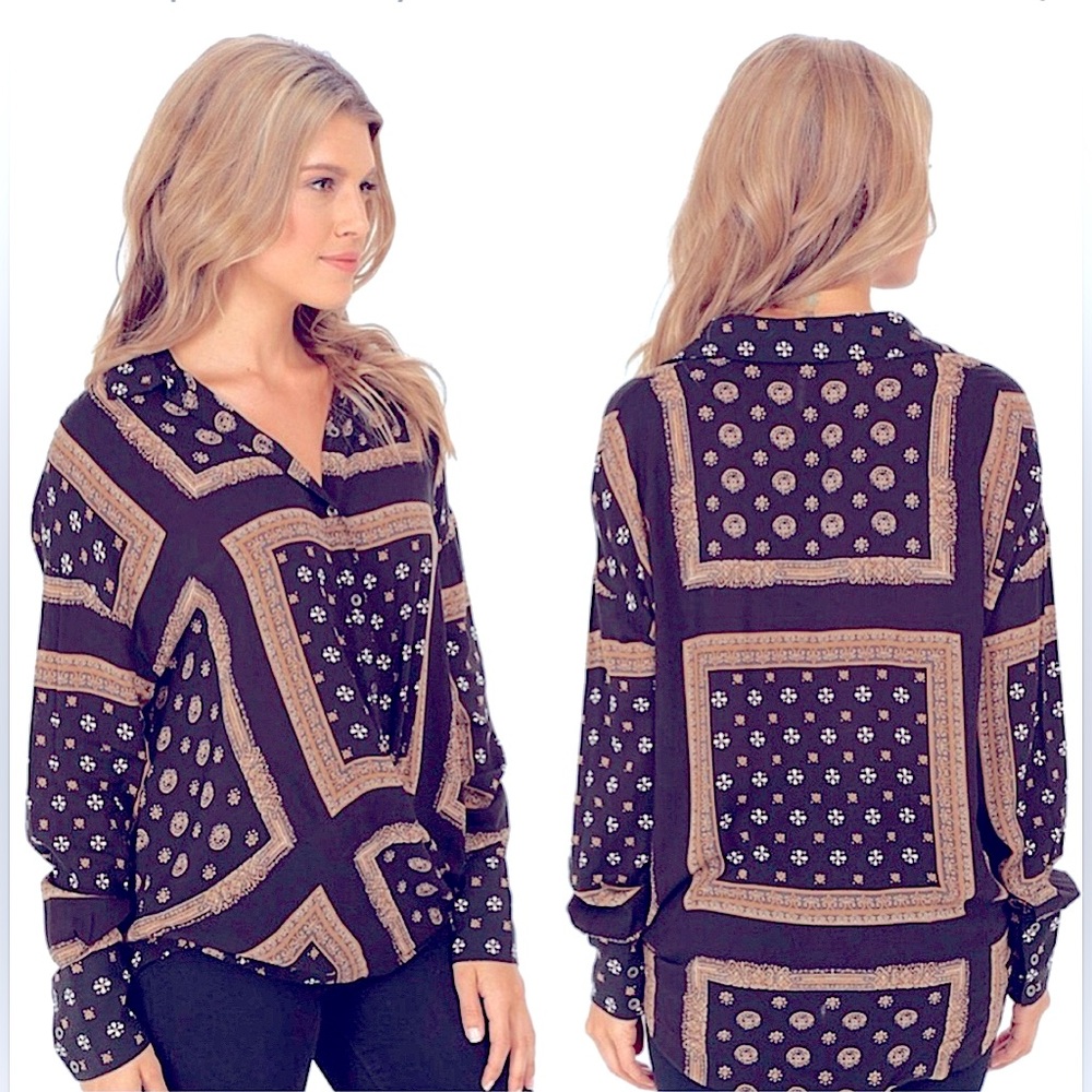 Free People Voile Little Secrets Button Down Wrap Blouse Size Large
